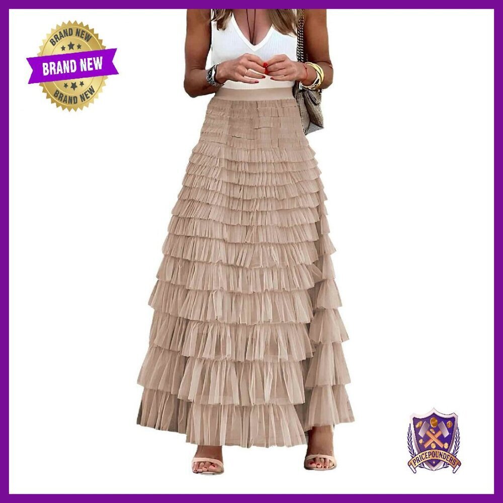 Long Tulle Skirt High Waisted Layered Maxi A-Line Flowy